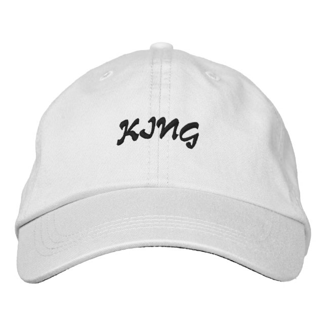 Personalizados blancos Gorras de King Text Name (Anverso)