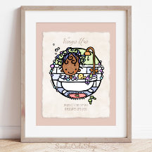 Personalizar! Chica de piel oscura burbuja arte de