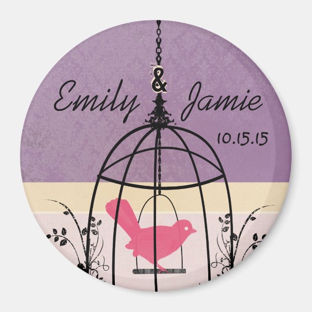 Personalizar de imanes del Boda de jaulas de pájar (Frente)