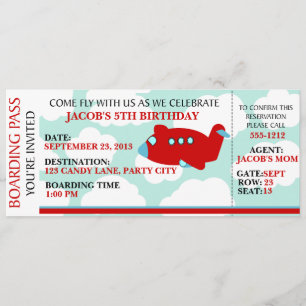 personalizar de invitación de cumpleaños de avión 