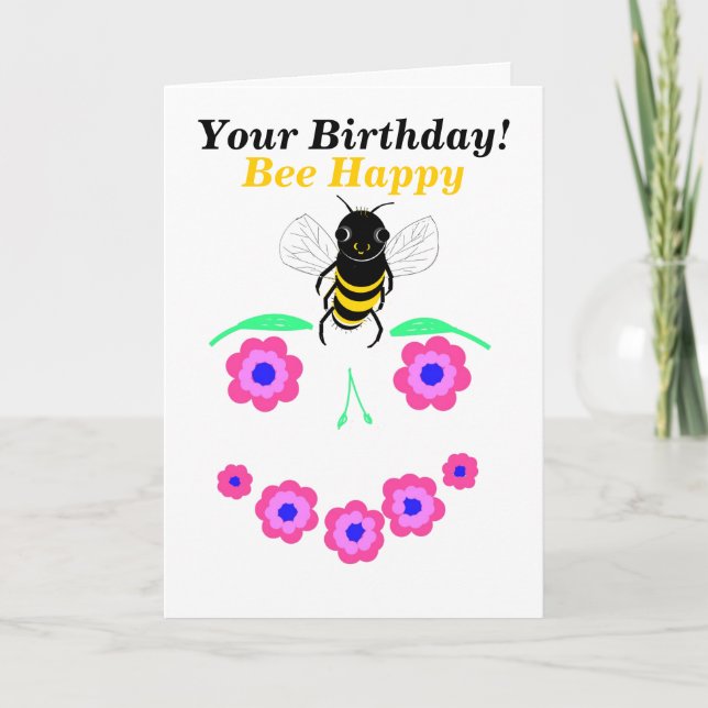 Personalizar de la tarjeta de cumpleaños Bee Happy (Anverso)