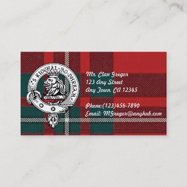 Personalizar de las tarjetas de visita de Gregor (Anverso)