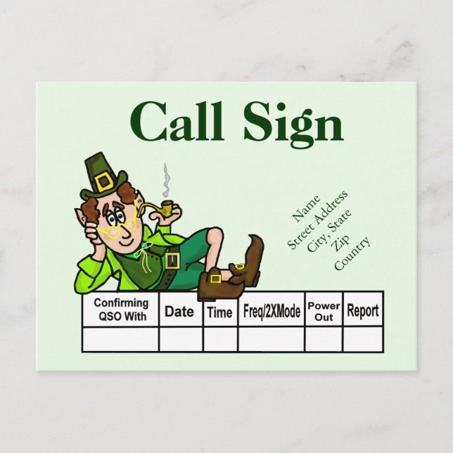 ¡Personalizar de tarjetas QSL de Radio Leprechaun  (Anverso)