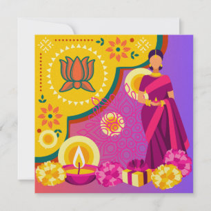 Personalizar de texto colorido de tarjeta diwali a