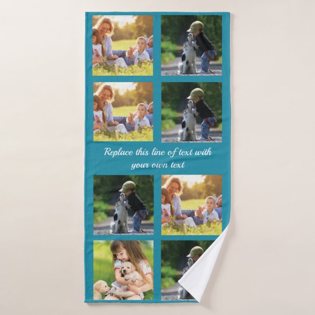 Personalizar el collage de fotografías y el texto (Toalla de baño)