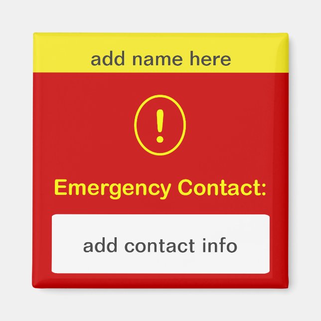 PERSONALIZAR ESTE ~ Imán de contacto de emergencia (Frente)