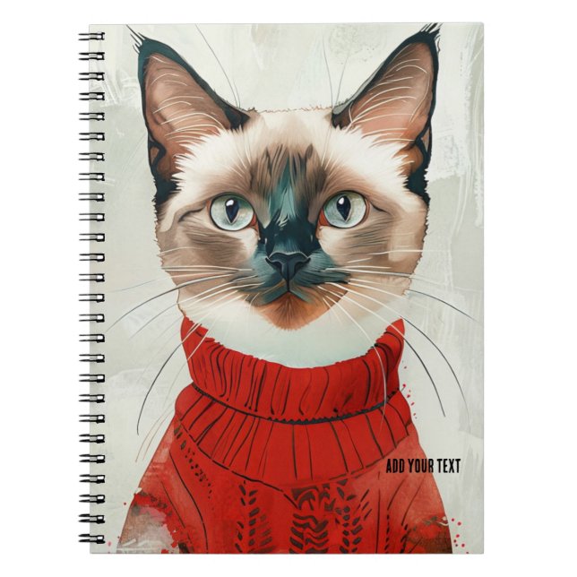 PERSONALIZAR: Gato con suéter rojo | Cuaderno (Frente)