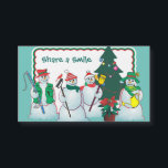 personalizar imanes de snowmen<br><div class="desc">Comparte una sonrisa...  Los regalos de los hombres de nieve son un gran regalo: jóvenes y viejos. Seguro que le traes una sonrisa en un día frío y invernal. Este producto se puede personalizar con su mensaje. ¿No te gusta el color de fondo? ¡¡Elige el tuyo!!</div>