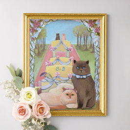 Personalizar iniciales Bodas Gatos Arte Impreso