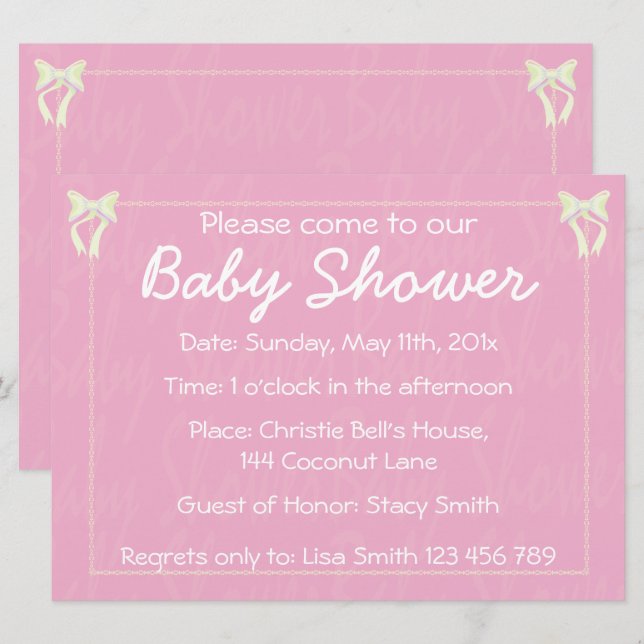 Personalizar Invitación a la ducha de una niña de  (Anverso / Reverso)