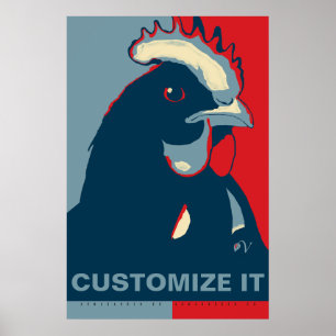 PERSONALIZAR IT Poster de Pollo de Arte Pop Blanco