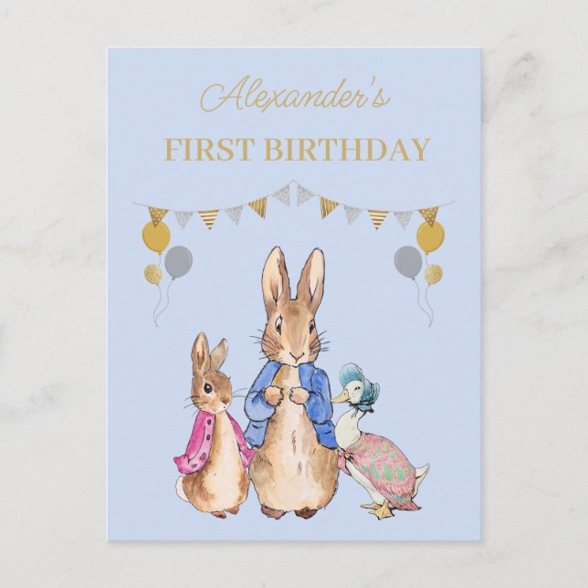 Personalizar la invitación de primer cumpleaños de (Anverso)