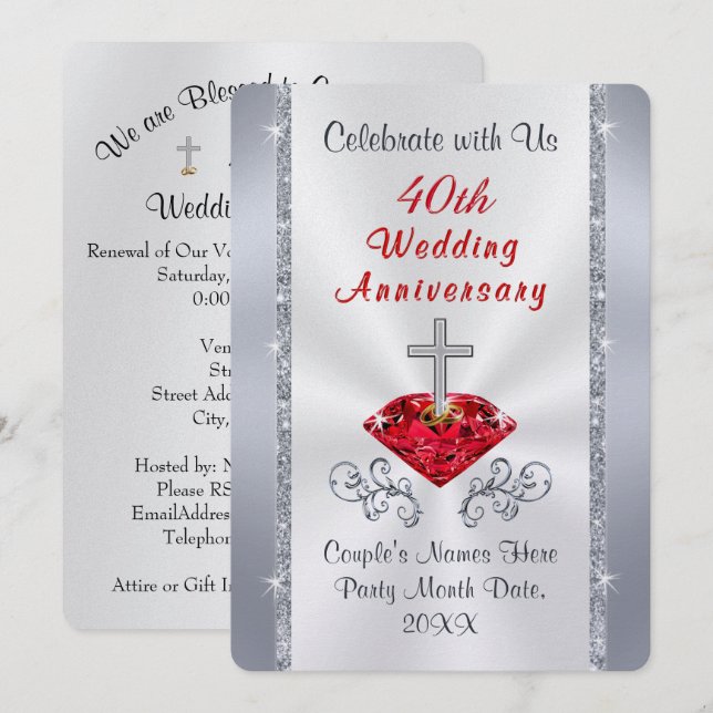 Personalizar las invitaciones cristianas a los 40  (Anverso / Reverso)