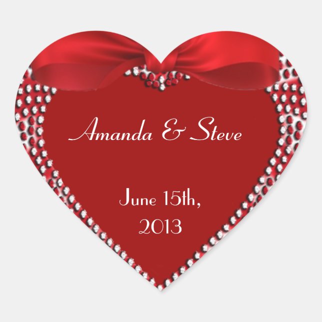 Personalizar pegatinas de boda - Corazón rojo - Ci (Anverso)