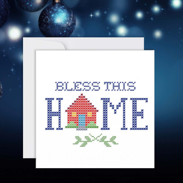 Personalizar Su Bendición Esta Tarjeta De Inicio (Send a heartfelt message with our 5.25" x 5.25" flat card featuring a "Bless This Home" theme.)