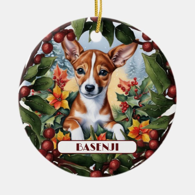 Personalizar Tu Ornamento De Navidad Basenji (Frente)