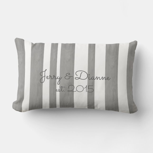 personalizar una almohada personalizado rayas gris (Anverso)