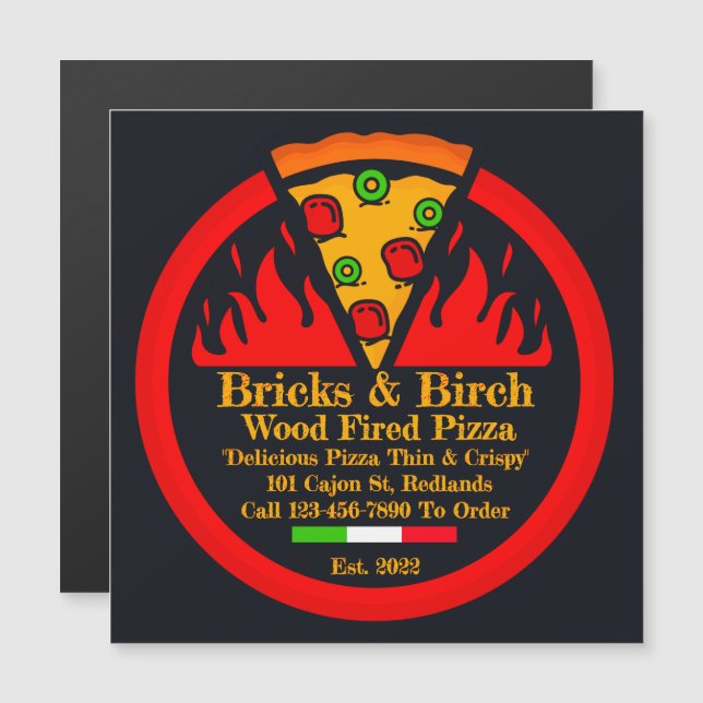 Personalizar Wood Fired Pizza Restaurant Promo Mag (Anverso/Reverso)