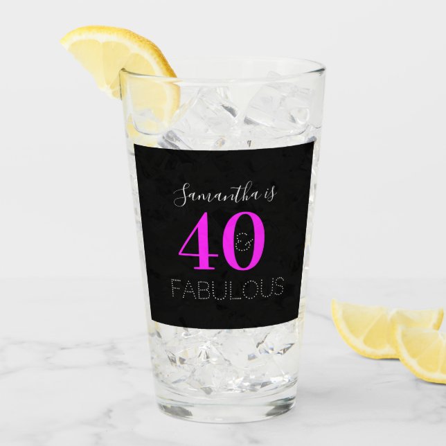Personalized 40th Birthday 40 Fabulous Neon Pink (Anverso (hielo))