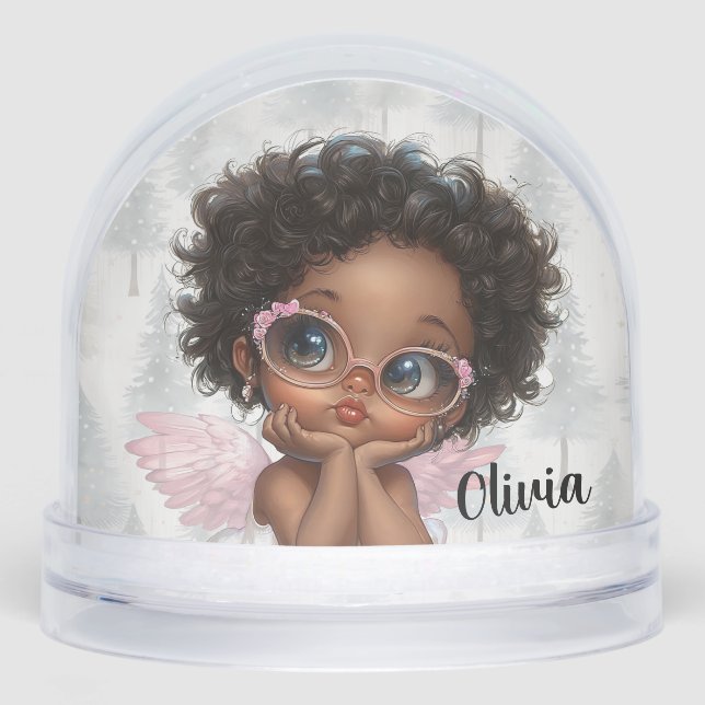 Personalized Angel Snow Globe Christmas Keepsake (Anverso)