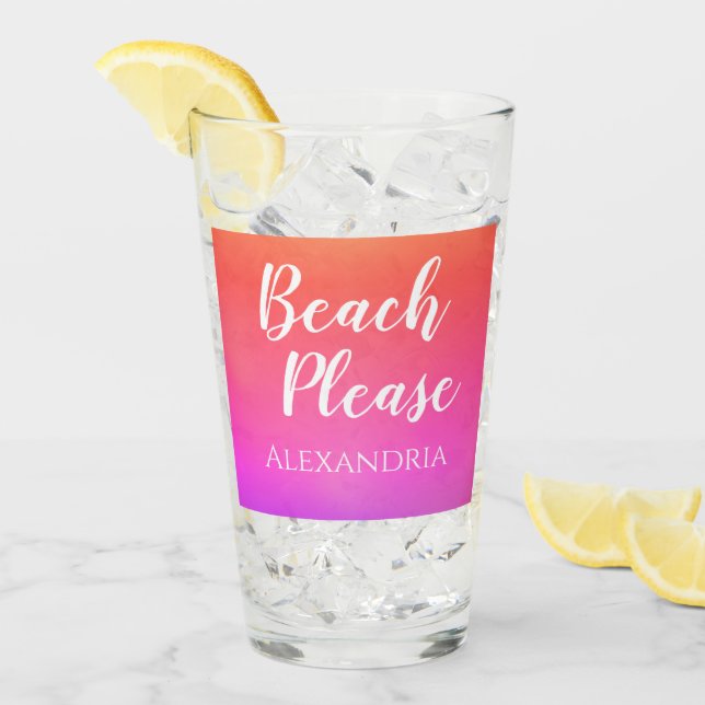 Personalized Beach Please Orange Pink Ombre (Anverso (hielo))