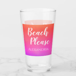 Personalized Beach Please Orange Pink Ombre