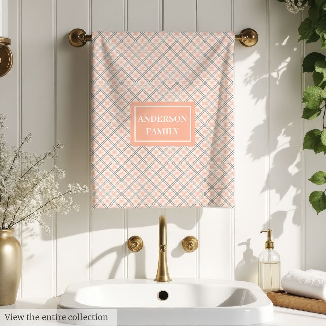 Personalized Chic Towels Coral Grey Trendy Look (Personalized Chic Towels Coral Grey Trendy Look)