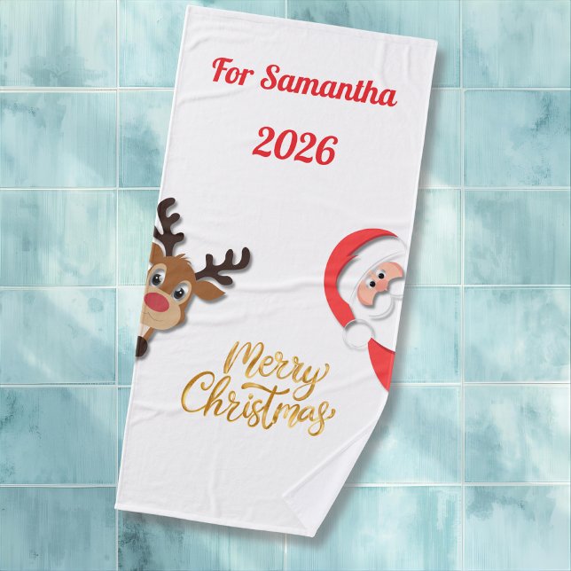 Personalized Christmas Bath Towel - Santa Design  (Subido por el creador)