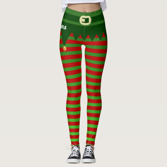 Personalized Christmas Elf Costume Leggings (Anverso)