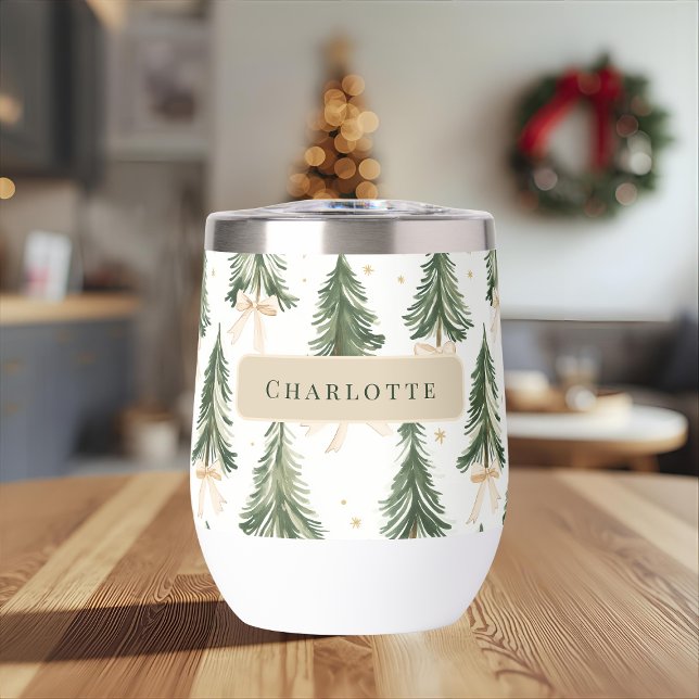 Personalized Christmas Tree Name Wine Tumbler (Subido por el creador)