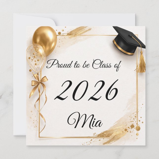 Personalized Class of 2026 Graduation Name Card (Anverso)