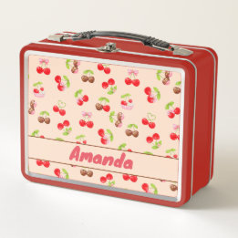 Personalized Cute Cherry Dessert Pattern Name 