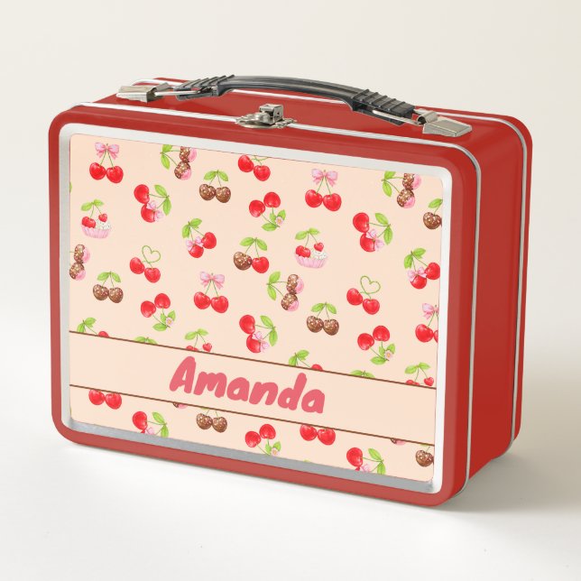 Personalized Cute Cherry Dessert Pattern Name  (Anverso)