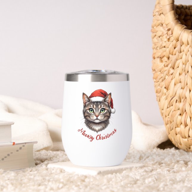 Personalized Cute Christmas Cat with Santa Hat (Sala de estar (girada))
