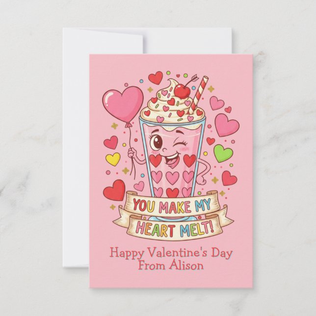 Personalized Cute Milkshake Classroom Valentine (Anverso)