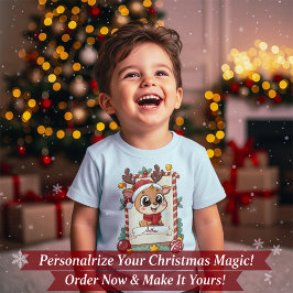 Personalized Cute Reindeer Christmas Toddler T-Shi