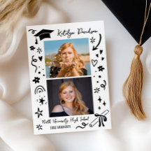 Personalized Doodle Graduation Photo Announcement