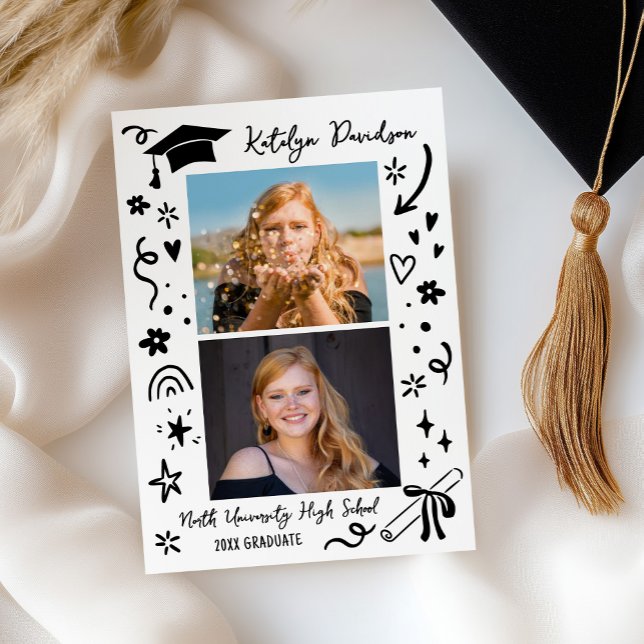Personalized Doodle Graduation Photo Announcement (Subido por el creador)