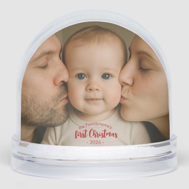 Personalized First Christmas Photo Snow Globe (Anverso)