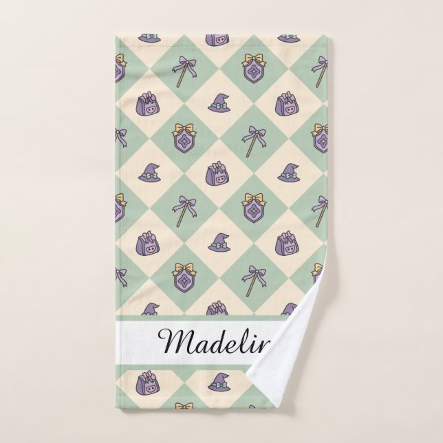 Personalized Girl Academy Checkered Mint Green  (Toalla de mano)