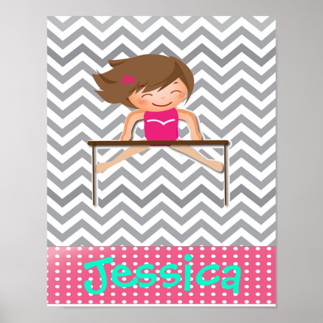 Personalized Gymnastics Girl Bar Posters (Frente)