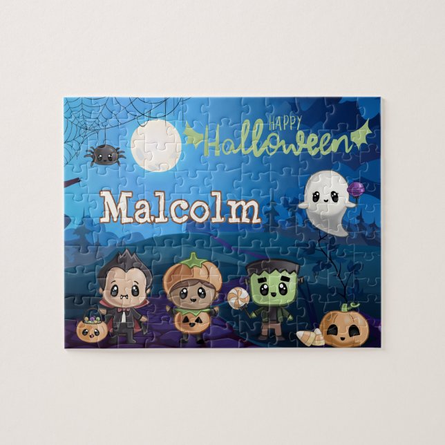 Personalized Halloween Monster Kid Puzzle  (Horizontal)