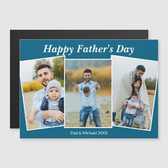 Personalized Happy Father's Day Photo Magnet Card (Anverso/Reverso)