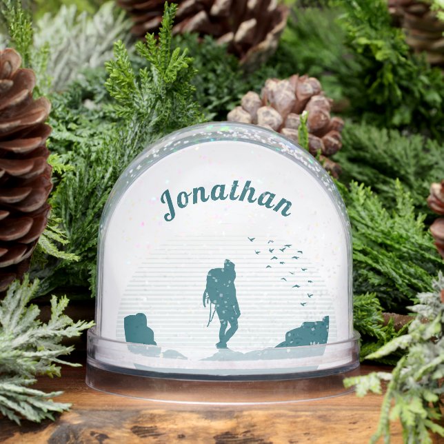 Personalized Hiker Silhouette Snow Globe Gift (Invierno)