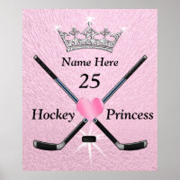 Personalized Hockey Posters for Girls, Princess