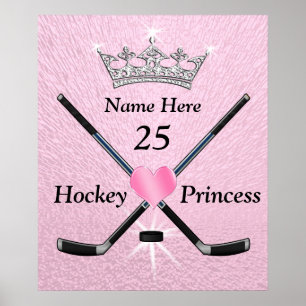 Personalized Hockey Posters for Girls, Princess
