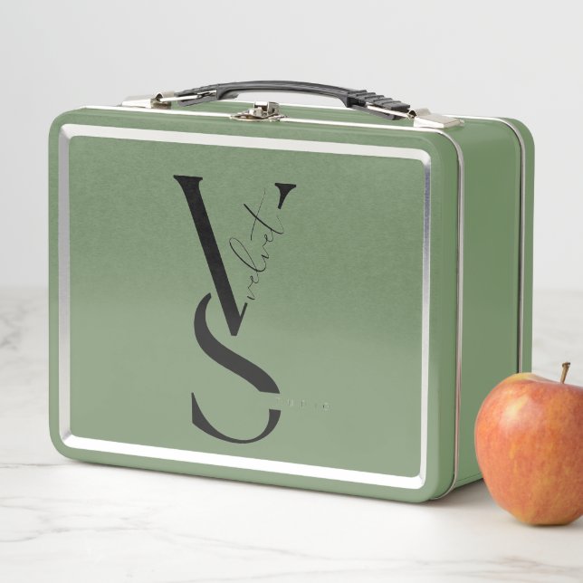 Personalized Initial Monogram Metal Lunch Pail (In situ)