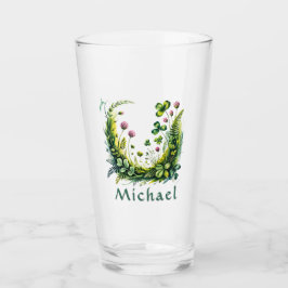 Personalized Irish Botanical Shamrock Pint Glass