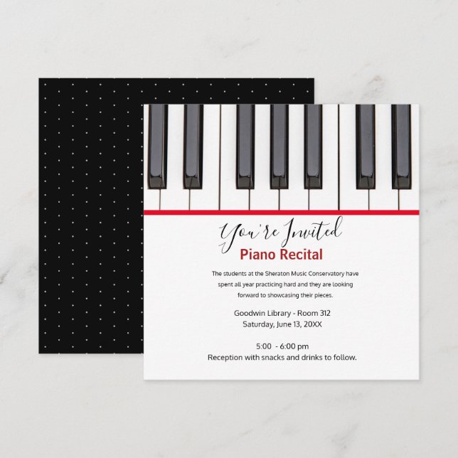Personalized Kids Piano Recital Invitation (Anverso / Reverso)