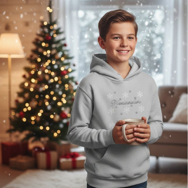 Personalized Kids' Snowflake Hoodie - Elegant  (Subido por el creador)